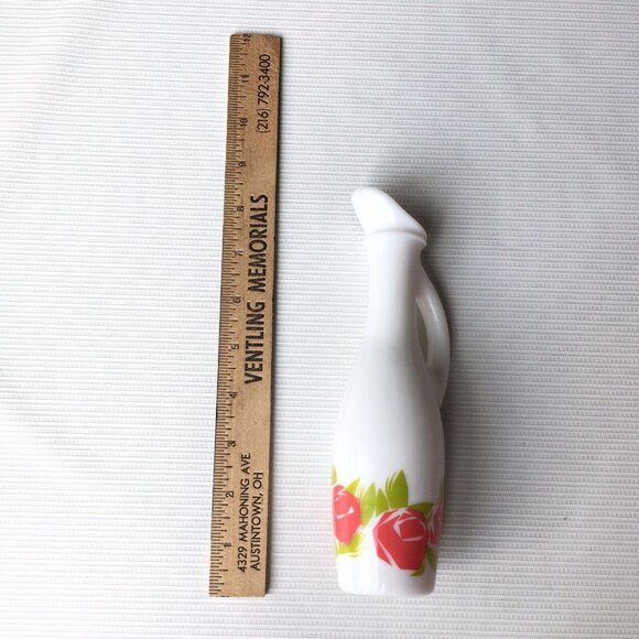 Milk Glass Bud Vase Narrow Pitcher Handle Rose Floral Flower 7" White Vintage - Picture 6 of 12